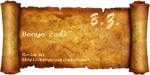 Benye Zoé névjegykártya